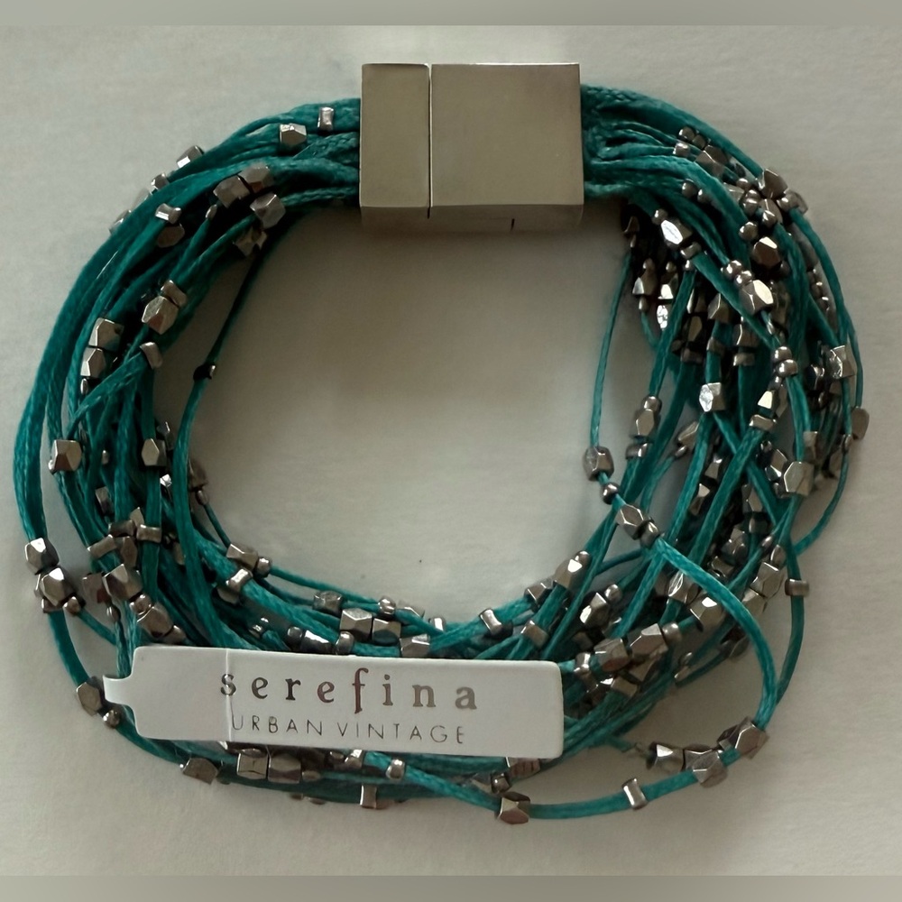 🆕 Serefina Teal and Silver Beaded Women's Bracelet